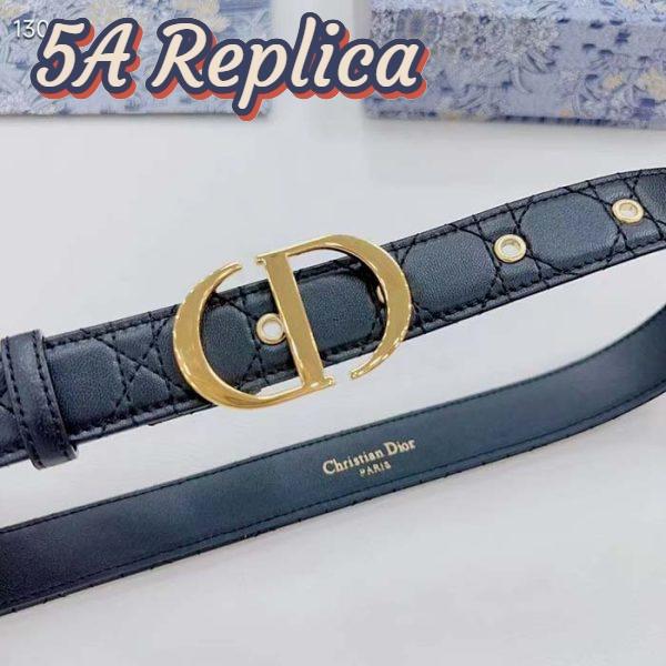 Replica Dior Unisex CD 30 Montaigne Belt Black Cannage Calfskin 3 CM Width 5