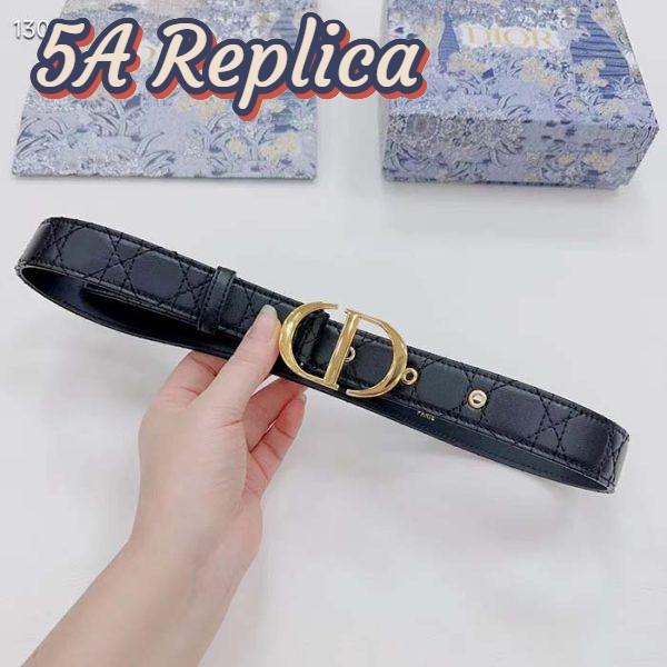 Replica Dior Unisex CD 30 Montaigne Belt Black Cannage Calfskin 3 CM Width 8