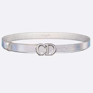 Replica Dior Unisex CD Dior Or Saddle Belt Metallic Silver-Tone Smooth Calfskin 20 MM