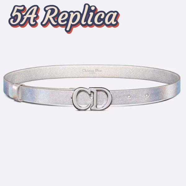 Replica Dior Unisex CD Dior Or Saddle Belt Metallic Silver-Tone Smooth Calfskin 20 MM