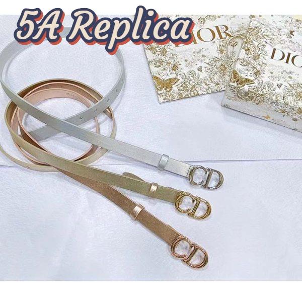 Replica Dior Unisex CD Dior Or Saddle Belt Metallic Silver-Tone Smooth Calfskin 20 MM 9