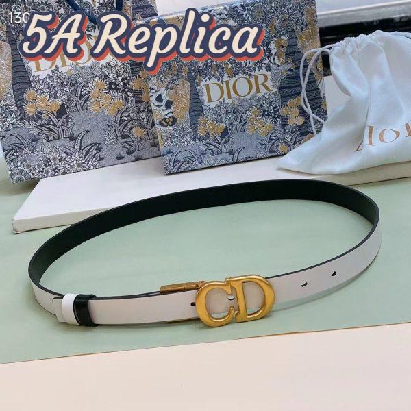 Replica Dior Unisex CD Reversible Saddle Belt Golden Saddle Black Latte Smooth Calfskin 4
