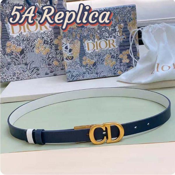 Replica Dior Unisex CD Reversible Saddle Belt Golden Saddle Blue Latte Smooth Calfskin 3