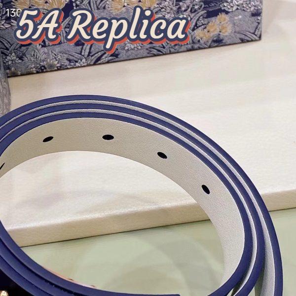 Replica Dior Unisex CD Reversible Saddle Belt Golden Saddle Blue Latte Smooth Calfskin 6