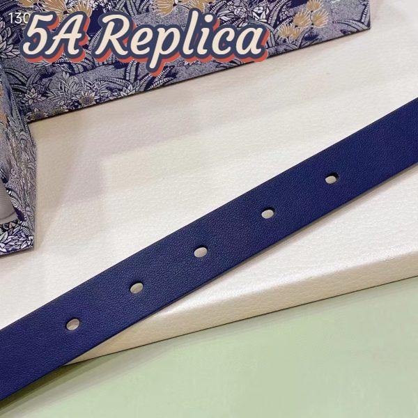 Replica Dior Unisex CD Reversible Saddle Belt Golden Saddle Blue Latte Smooth Calfskin 8