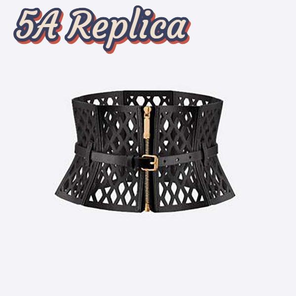 Replica Dior Women D-Trap Corset Belt Black Smooth Calfskin 16 CM