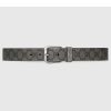 Replica Gucci GG Unisex Belt Squared Interlocking G Buckle Black Leather 30 MM Width 18