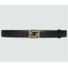 Replica Gucci GG Unisex Belt Interlockig G Grey Black GG Supreme Canvas Leather Square Buckle 13