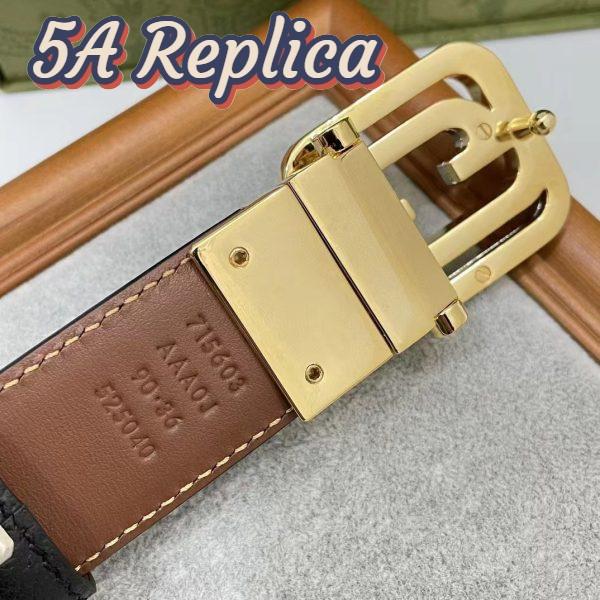 Replica Gucci GG Unisex Belt Squared Interlocking G Buckle Black Leather 30 MM Width 10