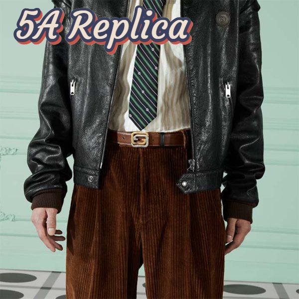 Replica Gucci GG Unisex Belt Squared Interlocking G Buckle Black Leather 30 MM Width 13