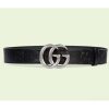 Replica Gucci GG Unisex Buckle Wide Belt Brown Leather Double G 4 CM Width 12