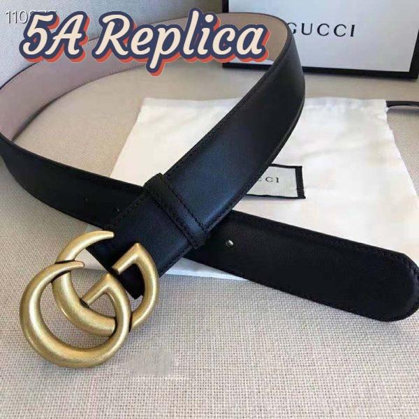 Replica Gucci GG Unisex GG Marmont Leather Belt with Shiny Buckle Black 4 cm Width 4