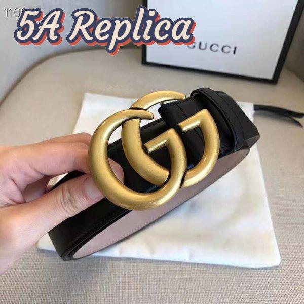 Replica Gucci GG Unisex GG Marmont Leather Belt with Shiny Buckle Black 4 cm Width 7