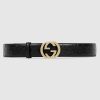 Replica Gucci GG Unisex Gucci Signature Leather Belt Interlocking G Buckle 4 cm Width