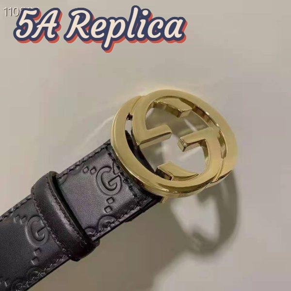 Replica Gucci GG Unisex Gucci Signature Leather Belt Interlocking G Buckle 4 cm Width 4