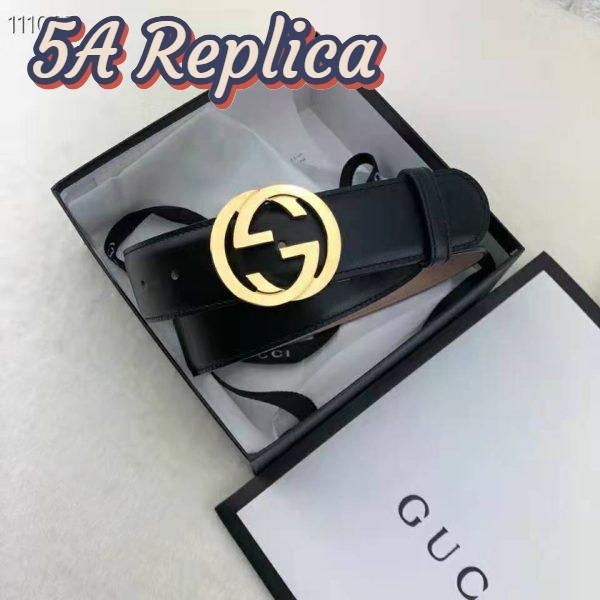 Replica Gucci GG Unisex Leather Belt with Interlocking G Buckle 4 cm Width 5