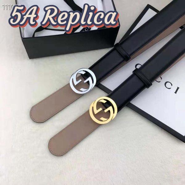 Replica Gucci GG Unisex Leather Belt with Interlocking G Buckle 4 cm Width 7