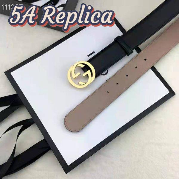 Replica Gucci GG Unisex Leather Belt with Interlocking G Buckle 4 cm Width 9