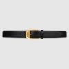 Replica Gucci GG Unisex Leather Belt with Interlocking G Buckle Black 4 cm Width 9