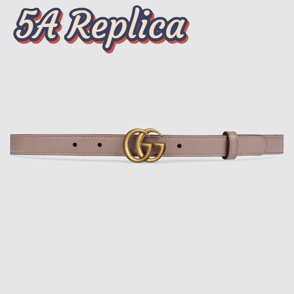 Replica Gucci Unisex GG Marmont Leather Belt Double G Buckle 2 cm Width-Pink