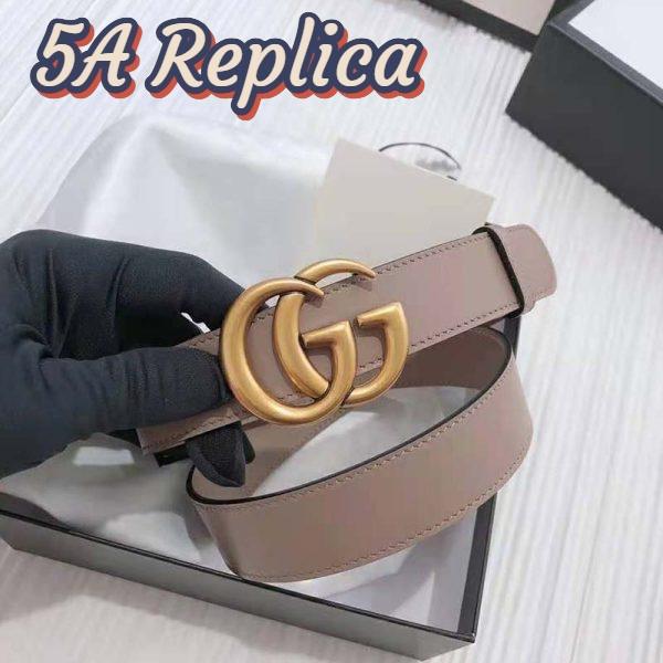 Replica Gucci Unisex GG Marmont Leather Belt Double G Buckle 2 cm Width-Pink 3
