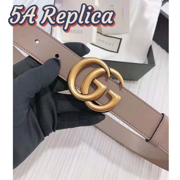 Replica Gucci Unisex GG Marmont Leather Belt Double G Buckle 2 cm Width-Pink 4
