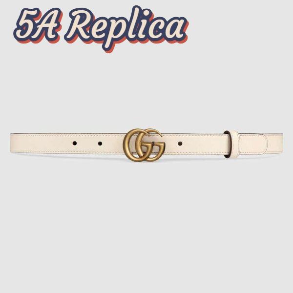 Replica Gucci Unisex GG Marmont Leather Belt Double G Buckle 2 cm Width-White 2