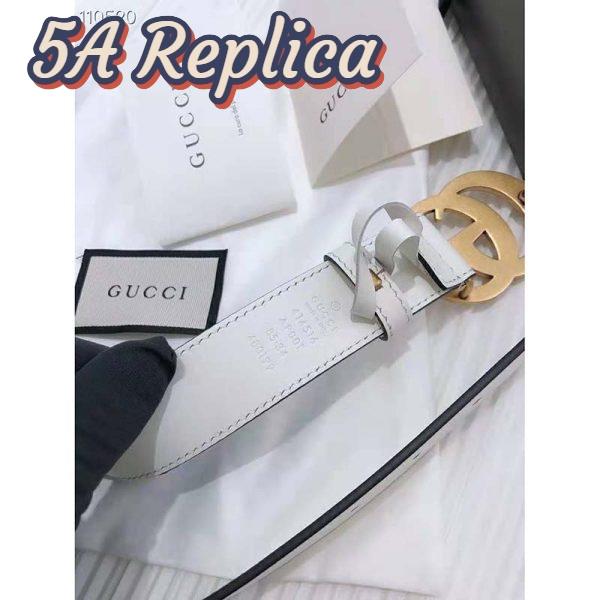 Replica Gucci Unisex GG Marmont Leather Belt Double G Buckle 2 cm Width-White 10
