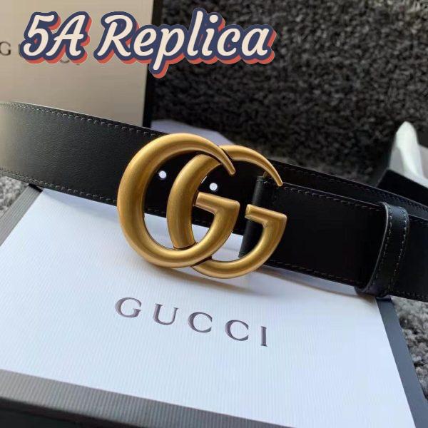 Replica Gucci Unisex GG Marmont Leather Belt with Shiny Buckle in 3.8cm Width-Black 6