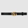 Replica Gucci Unisex GG Marmont Leather Belt with Shiny Buckle in 3.8cm Width-Black 10