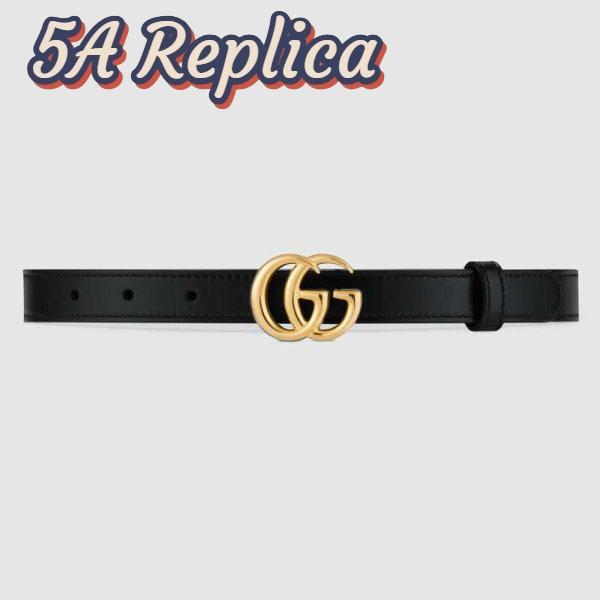 Replica Gucci Unisex GG Marmont Leather Belt with Shiny Buckle-Black 2