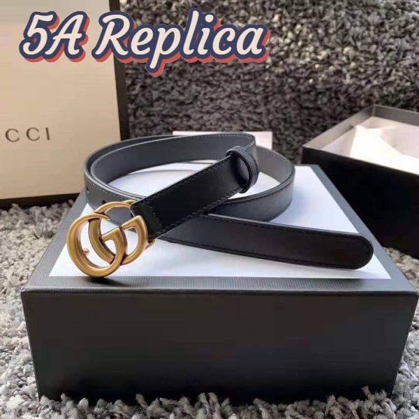 Replica Gucci Unisex GG Marmont Leather Belt with Shiny Buckle-Black 4
