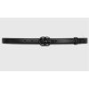 Replica Gucci Unisex GG Marmont Thin Belt Black Leather Double G Buckle 2 cm Width