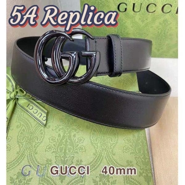 Replica Gucci Unisex GG Marmont Wide Belt Black Leather Double G Buckle 4 cm Width 3