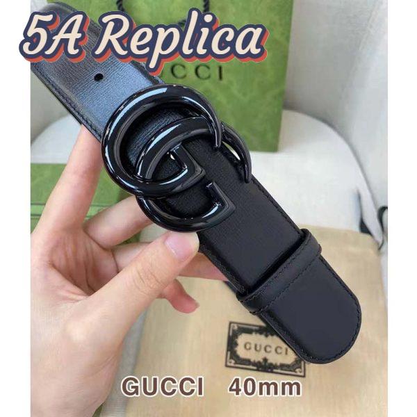 Replica Gucci Unisex GG Marmont Wide Belt Black Leather Double G Buckle 4 cm Width 5