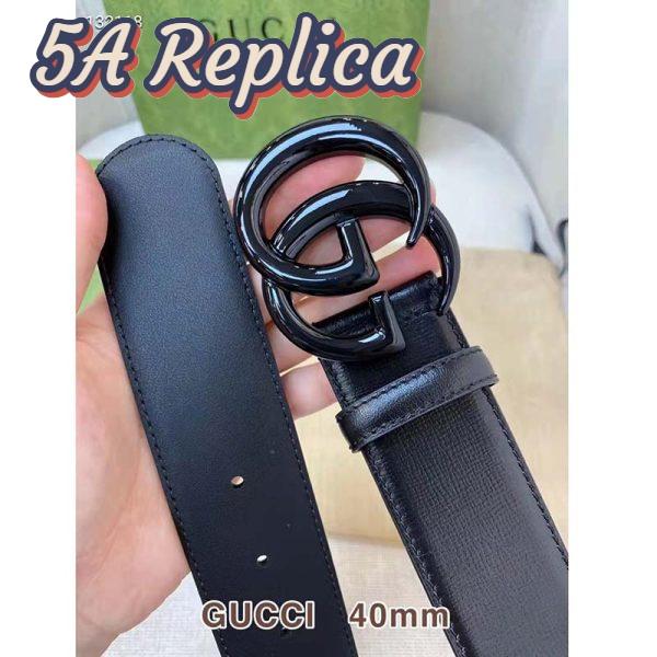 Replica Gucci Unisex GG Marmont Wide Belt Black Leather Double G Buckle 4 cm Width 7