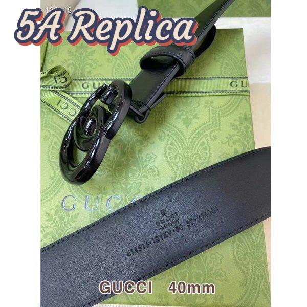 Replica Gucci Unisex GG Marmont Wide Belt Black Leather Double G Buckle 4 cm Width 8