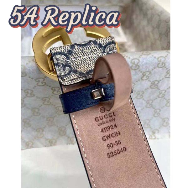 Replica Gucci Unisex GG Supreme Belt G Buckle Beige/Blue GG Supreme Canvas 4 cm Width 10