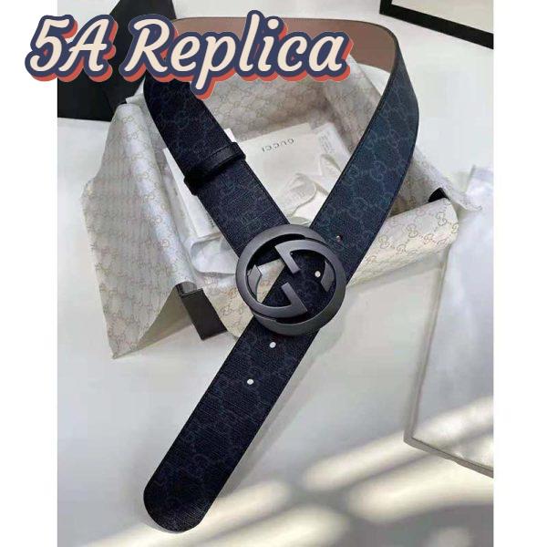 Replica Gucci Unisex GG Supreme Belt with G Buckle Black/Grey GG Supreme Canvas 4 cm Width 3