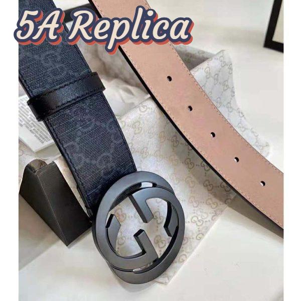 Replica Gucci Unisex GG Supreme Belt with G Buckle Black/Grey GG Supreme Canvas 4 cm Width 4