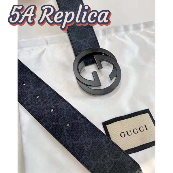 Replica Gucci Unisex GG Supreme Belt with G Buckle Black/Grey GG Supreme Canvas 4 cm Width 6