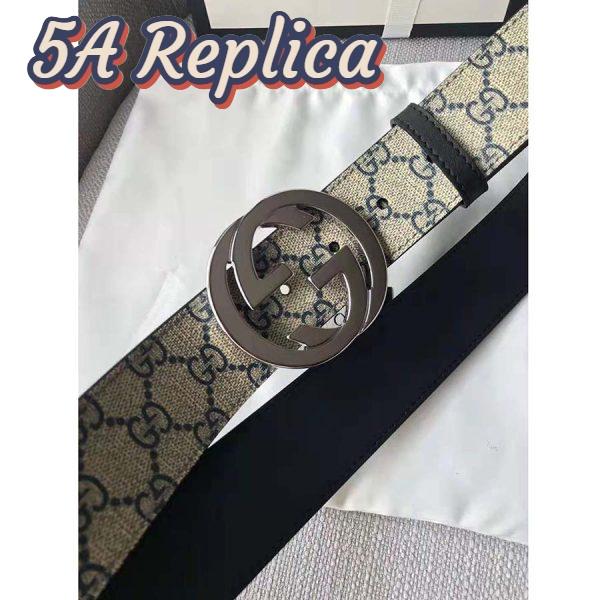 Replica Gucci Unisex GG Supreme Belt with G Buckle in Beige/Blue GG Supreme Canvas 8