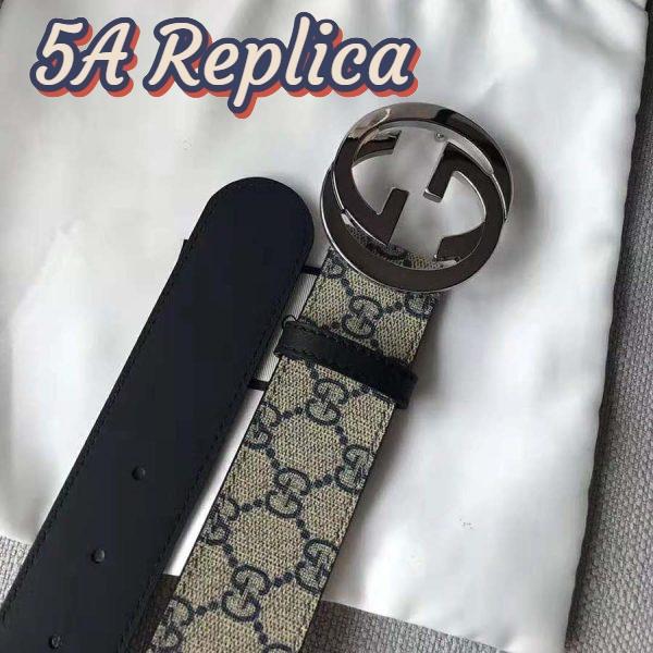 Replica Gucci Unisex GG Supreme Belt with G Buckle in Beige/Blue GG Supreme Canvas 9