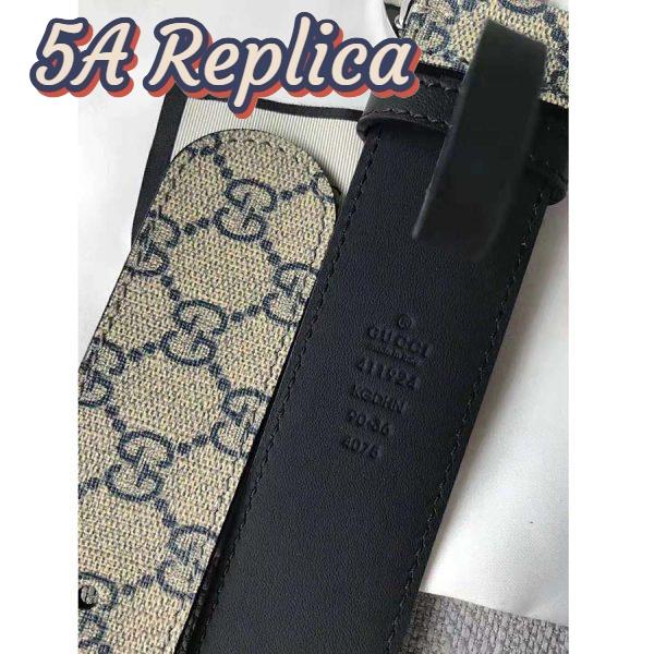 Replica Gucci Unisex GG Supreme Belt with G Buckle in Beige/Blue GG Supreme Canvas 11