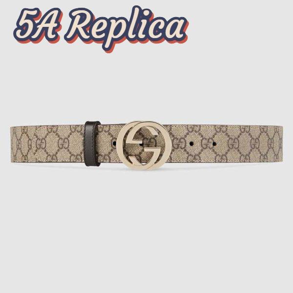 Replica Gucci Unisex GG Supreme Belt with G Buckle in Beige/Ebony GG Supreme Canvas