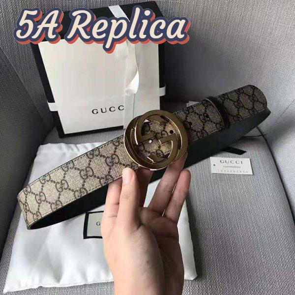 Replica Gucci Unisex GG Supreme Belt with G Buckle in Beige/Ebony GG Supreme Canvas 4