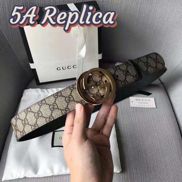 Replica Gucci Unisex GG Supreme Belt with G Buckle in Beige/Ebony GG Supreme Canvas 6