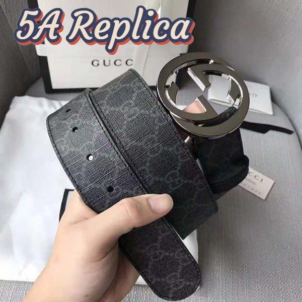 Replica Gucci Unisex GG Supreme Belt with G Buckle in Black/Grey GG Supreme Canvas 6
