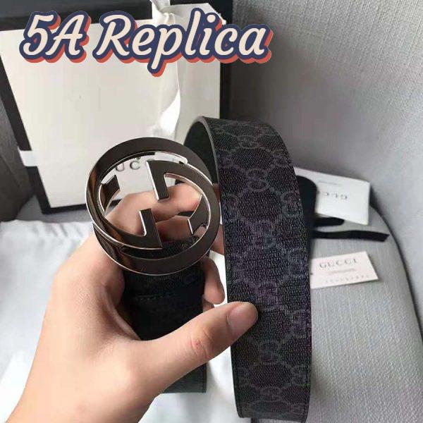 Replica Gucci Unisex GG Supreme Belt with G Buckle in Black/Grey GG Supreme Canvas 7