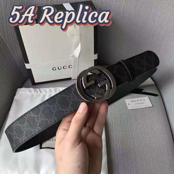 Replica Gucci Unisex GG Supreme Belt with G Buckle in Black/Grey GG Supreme Canvas 8